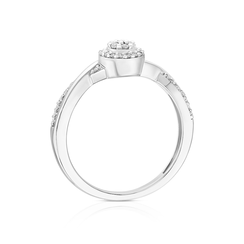 Main Image 3 of Engagement Ring Sterling Silver Twist Cluster 0.15ct Diamond Ring
