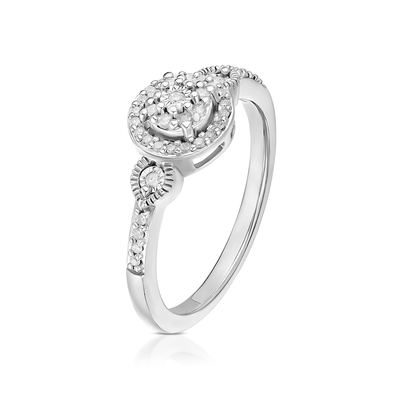 Main Image 2 of Engagement Ring Sterling Silver Round Cluster 0.15ct Diamond Ring