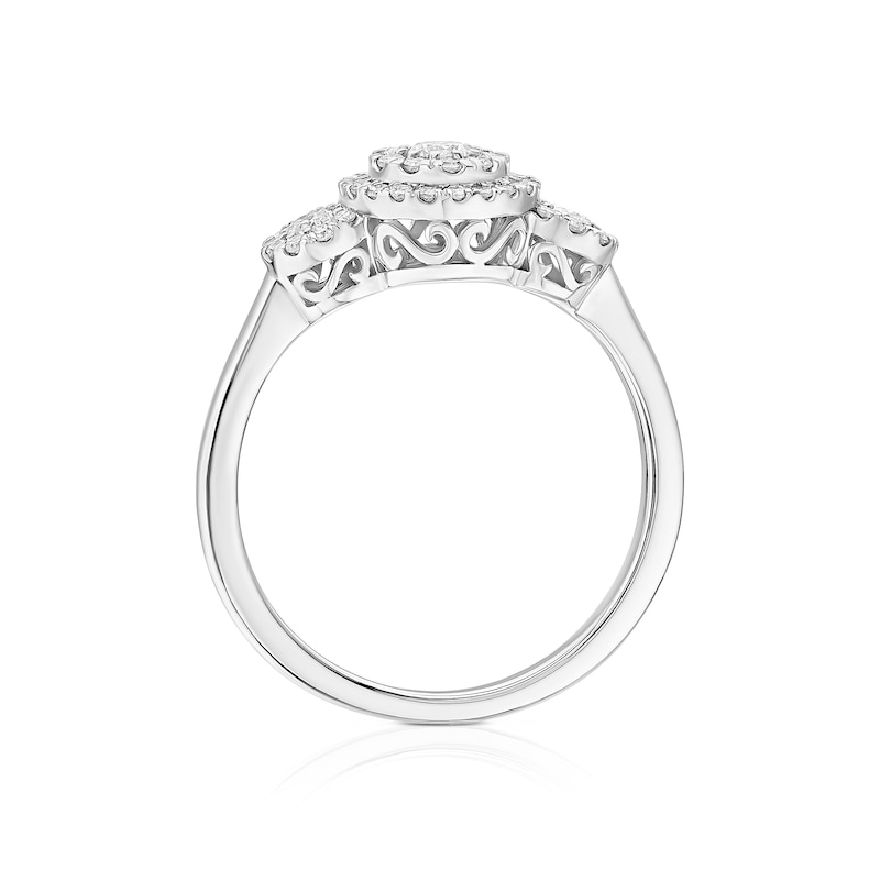 Main Image 3 of Engagement Ring 9ct White Gold Trilogy Halo 0.40ct Diamond Ring