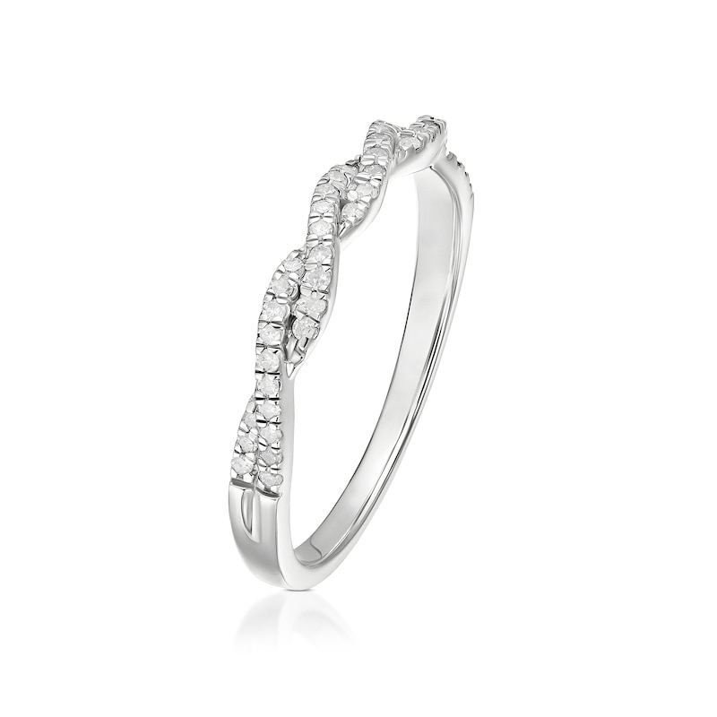 Main Image 2 of Engagement Ring 9ct White Gold Twist 0.15ct Diamond Ring