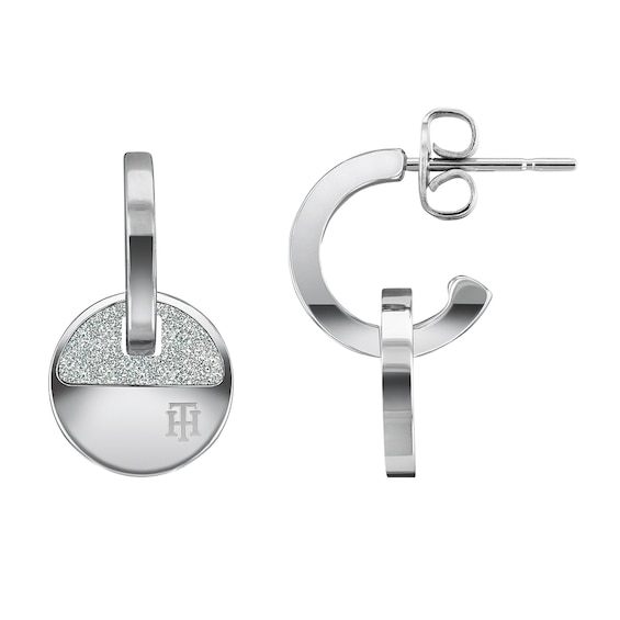 Tommy Hilfiger Crystal Disc Stainless Steel Stud Earrings