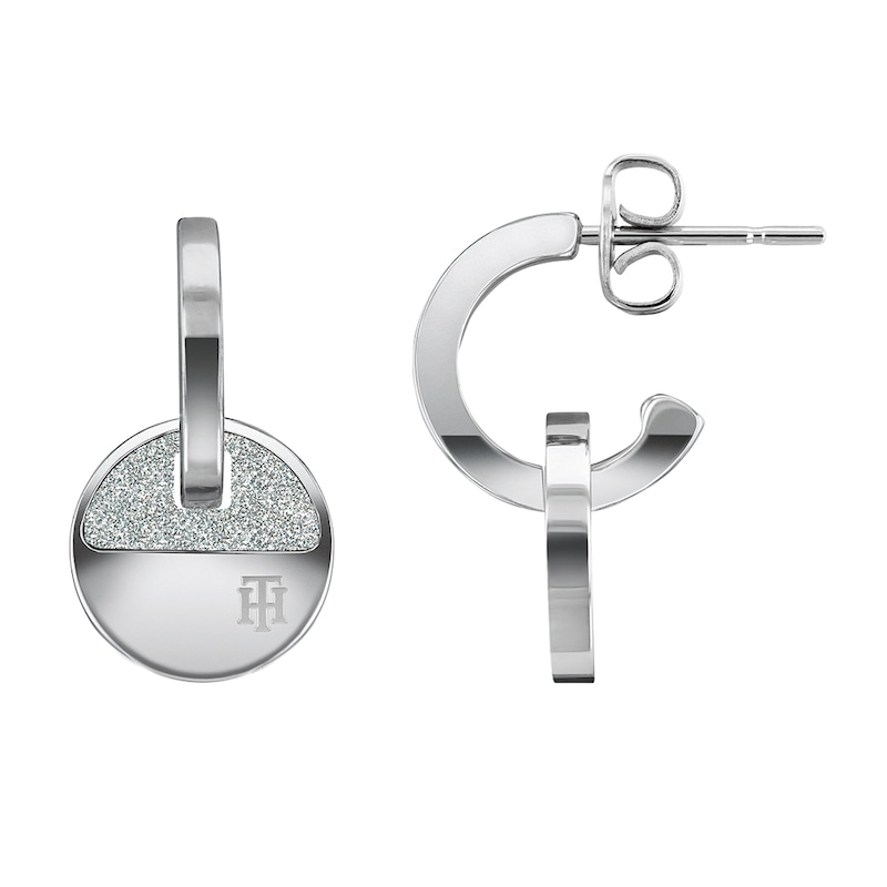 Tommy Hilfiger Crystal Disc Stainless Steel Stud Earrings