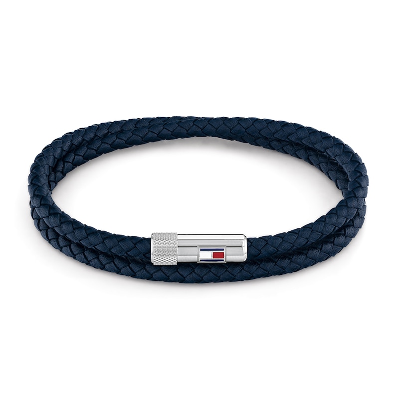 Main Image 1 of Tommy Hilfiger Men's Double Row Blue Leather Bracelet