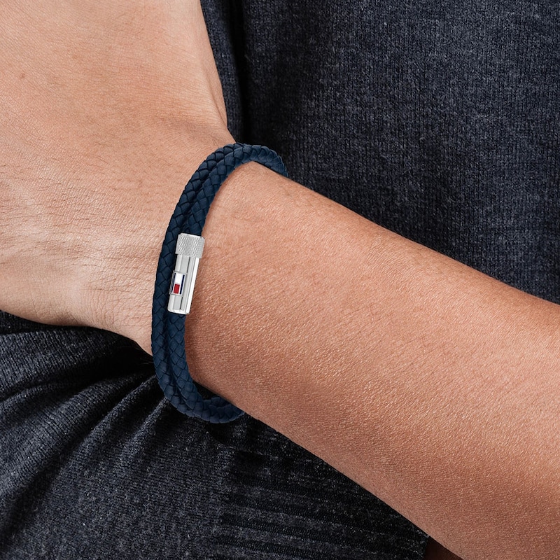 Main Image 2 of Tommy Hilfiger Men's Double Row Blue Leather Bracelet