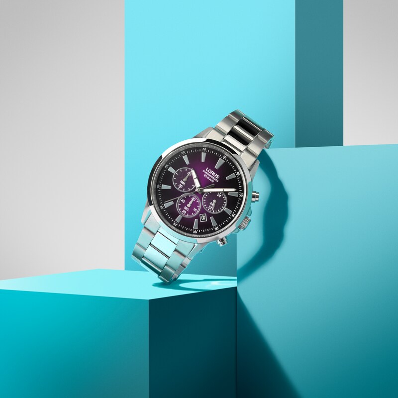 Main Image 4 of Lorus Purple Dial Chronograph Stainless Steel Bracelet Watch