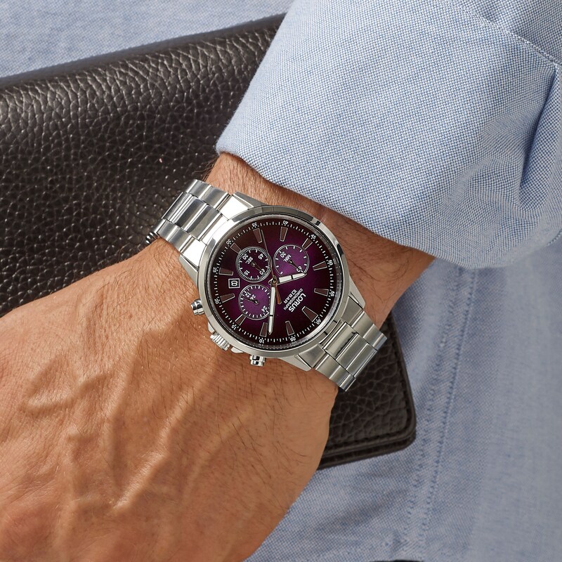 Main Image 8 of Lorus Purple Dial Chronograph Stainless Steel Bracelet Watch