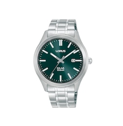 Lorus Solar Men's 40mm Green Dial Stainless Steel Bracelet Watch