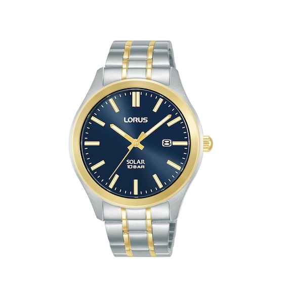 Lorus Solar Men's 40mm Blue Dial Two-Tone Bracelet Watch
