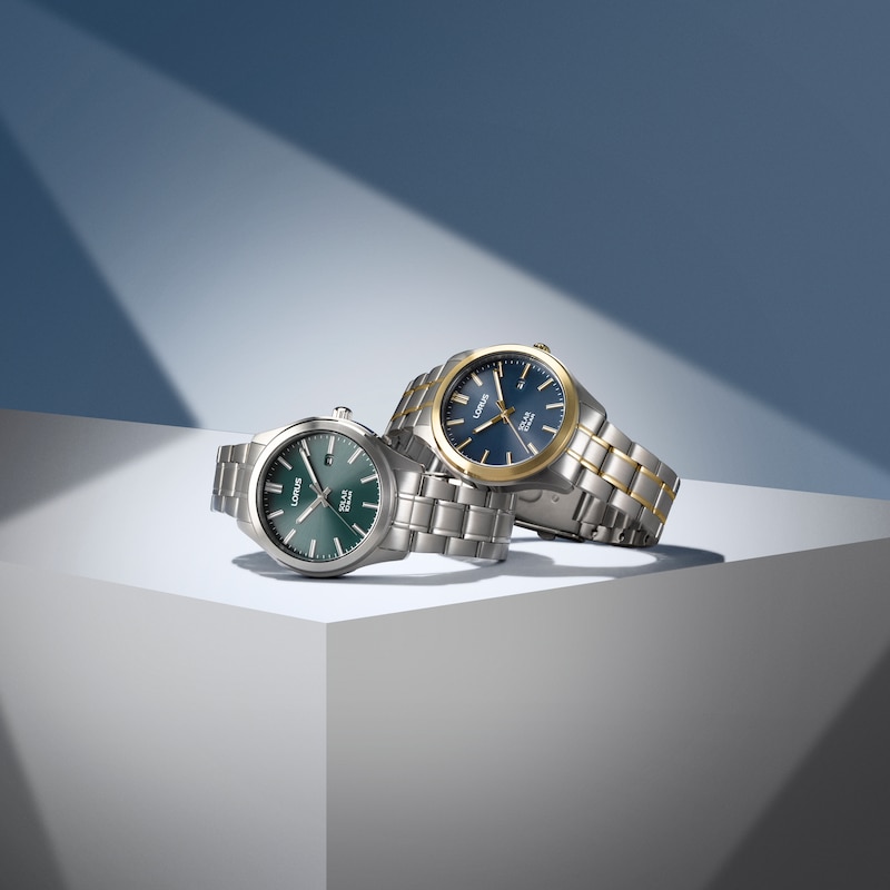 Main Image 6 of Lorus Solar Men's 40mm Blue Dial Two-Tone Bracelet Watch