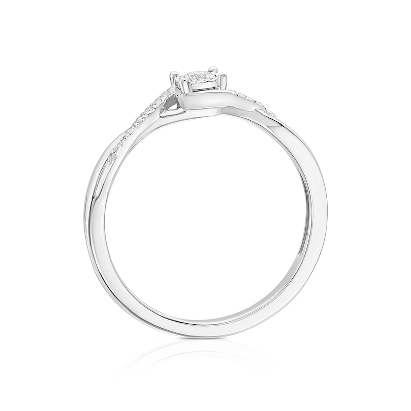 Main Image 3 of Engagement Ring 9ct White Gold Twisted Solitaire 0.15ct Diamond Ring