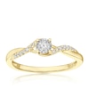 Thumbnail Image 1 of Engagement Ring 9ct Yellow Gold Twist Solitaire Stone Set Shoulders 0.15ct Diamond Ring