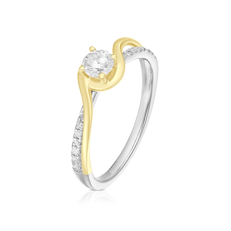 Main Image 2 of Engagement Ring 9ct Yellow Gold Twist Solitaire 0.33ct Diamond Ring