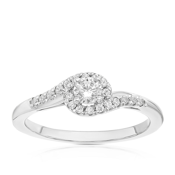 Engagement Ring 9ct White Gold Solitaire 0.33ct Diamond Ring