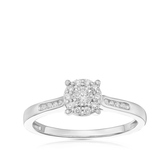Engagement Ring 9ct White Gold Solitaire 0.15ct Diamond Ring