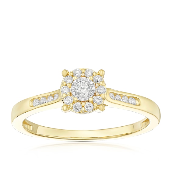 Engagement Ring 9ct Yellow Gold Solitaire 0.15ct Diamond Ring
