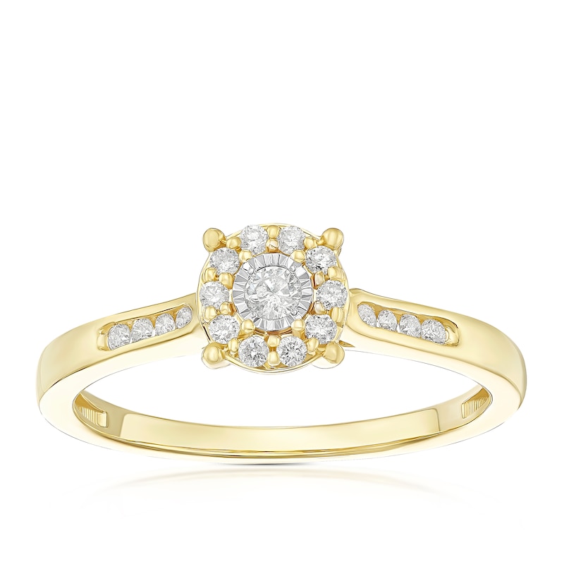 Main Image 1 of Engagement Ring 9ct Yellow Gold Solitaire 0.15ct Diamond Ring
