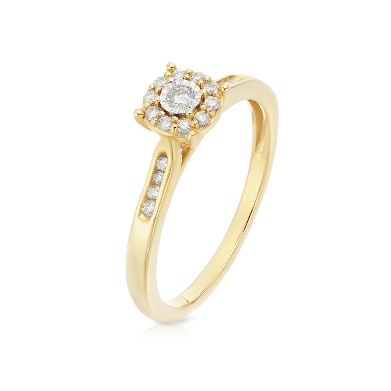 Main Image 2 of Engagement Ring 9ct Yellow Gold Solitaire 0.15ct Diamond Ring