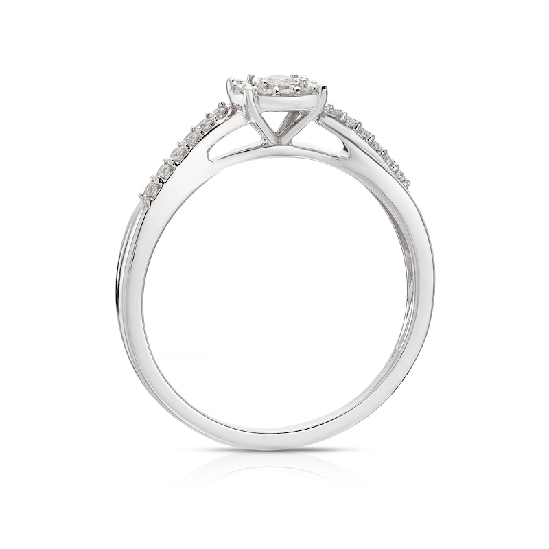 Main Image 3 of Engagement Ring 9ct White Gold Twist Halo 0.15ct Diamond Ring