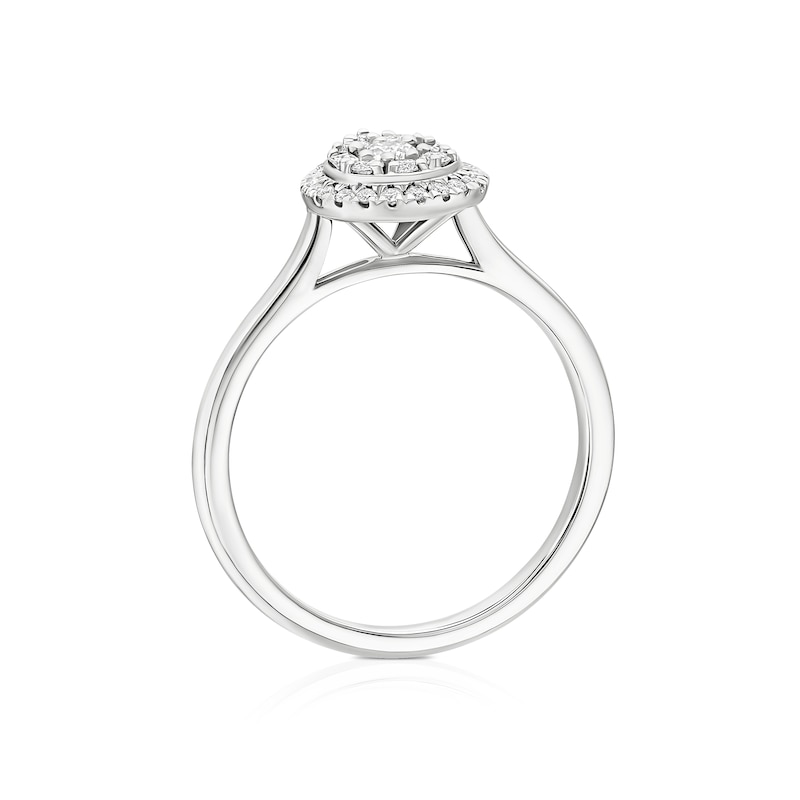 Main Image 3 of Engagement Ring 9ct White Gold Round & Baguette Pear Cluster 0.33ct Diamond Ring
