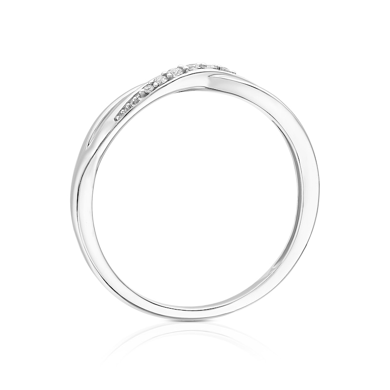 Main Image 3 of Engagement Ring 9ct White Gold Crossover Style Diamond Ring