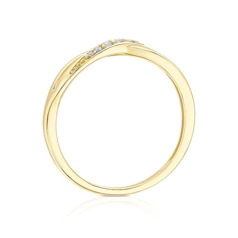 Main Image 3 of Engagement Ring 9ct Yellow Gold Crossover Style Diamond Ring