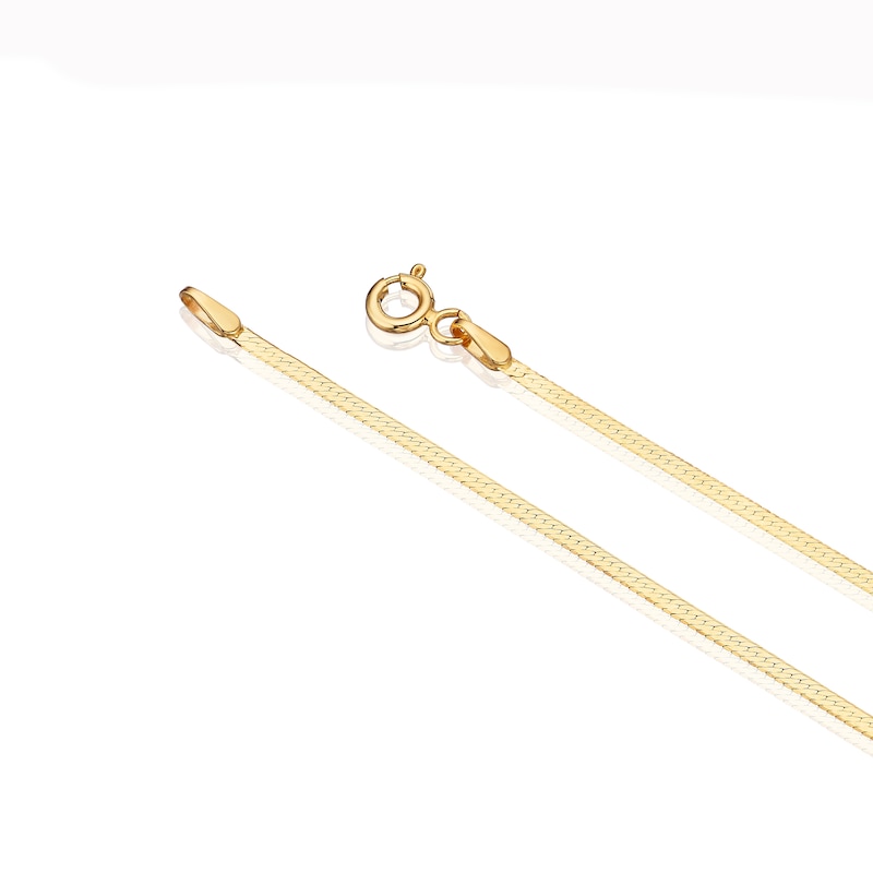 Main Image 3 of 9ct Gold Silky Herringbone Chain Necklace 18"