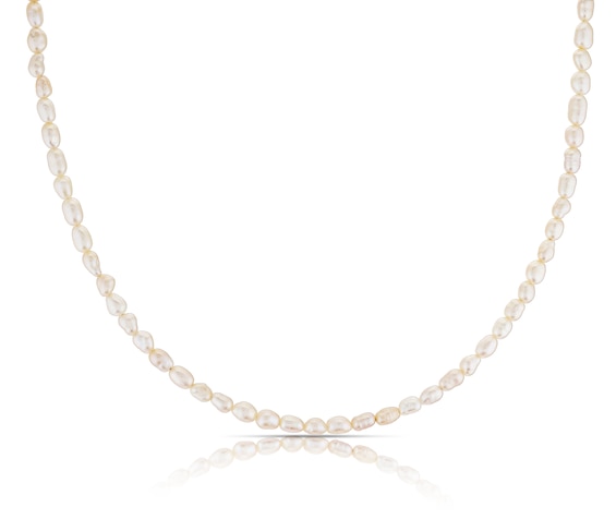 Sterling Silver Rice Pearl Necklace