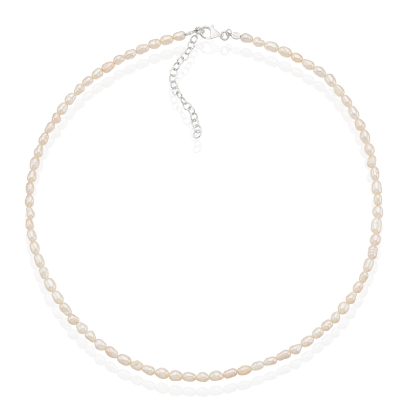 Main Image 2 of Sterling Silver Rice Pearl Necklace