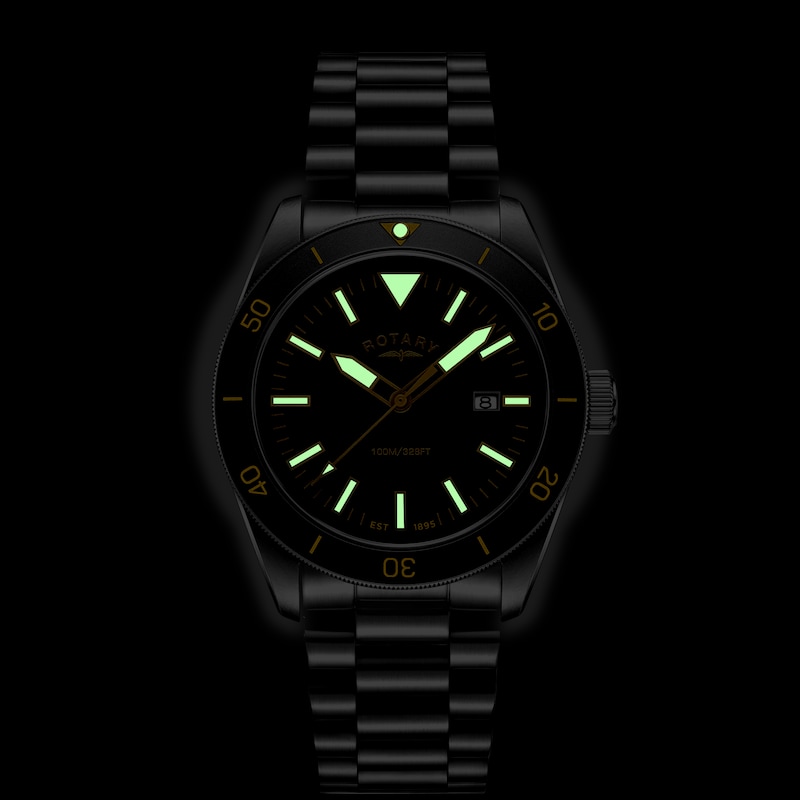 Main Image 5 of Rotary Men's Apex 10 Black Bezel & Dial Stainless Steel Bracelet Watch