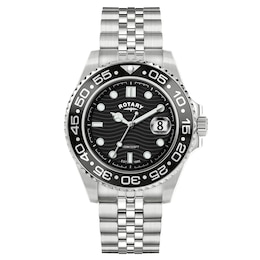 Rotary Men's Apex 100 Black Dial Stainless Steel Bracelet Watch