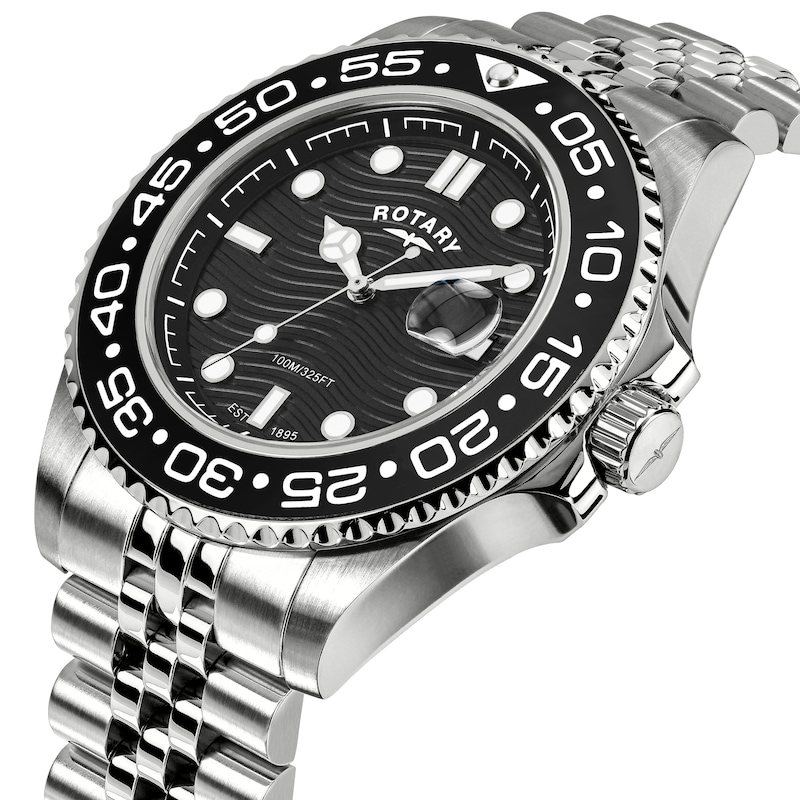 Main Image 2 of Rotary Men's Apex 100 Black Dial Stainless Steel Bracelet Watch