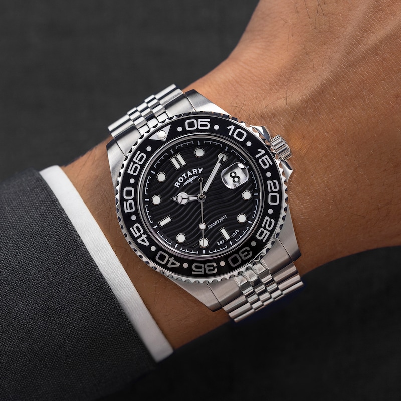 Main Image 3 of Rotary Men's Apex 100 Black Dial Stainless Steel Bracelet Watch