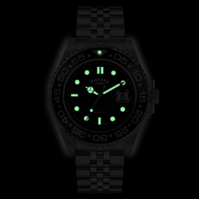 Main Image 5 of Rotary Men's Apex 100 Black Dial Stainless Steel Bracelet Watch