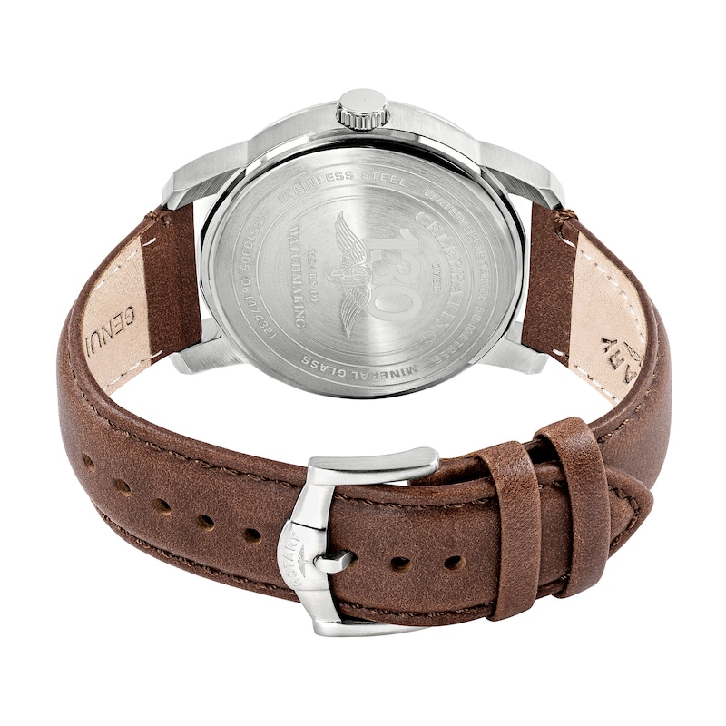 Main Image 4 of Rotary Men's Heritage Field Silver Tone Dial & Brown Leather Strap Watch