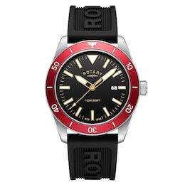 Rotary Men's Apex 10 Black Dial & Black Silicone Strap Watch