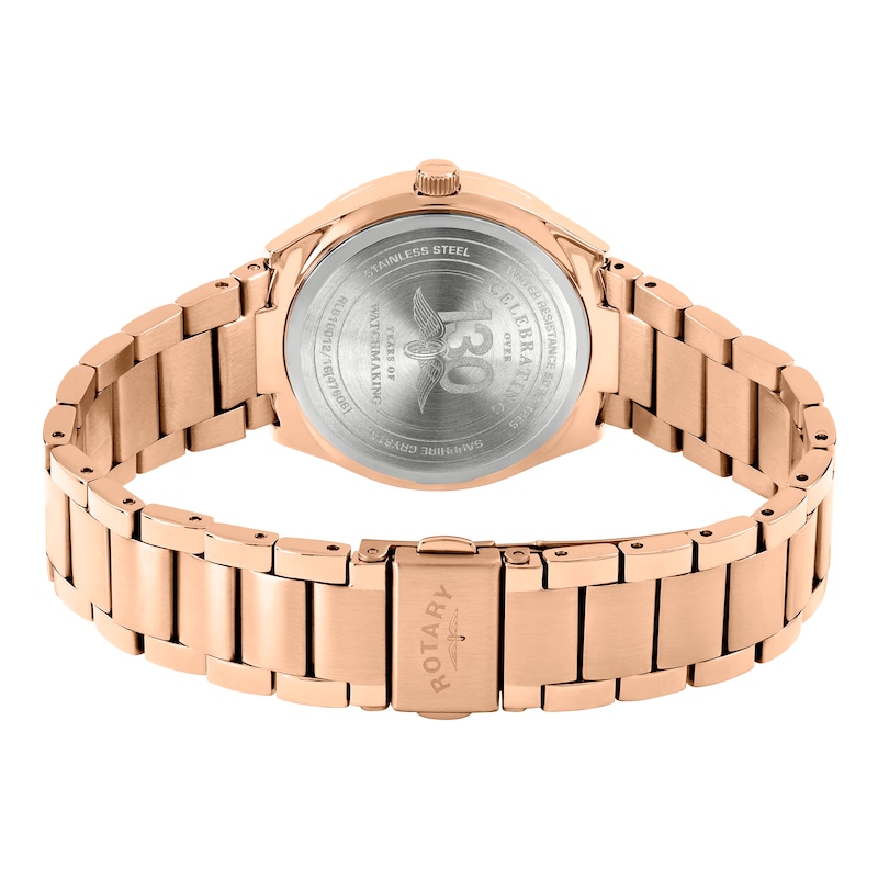Main Image 4 of Rotary Women's Brilliance Stone Set Brown Dial & Rose Tone Stainless Steel Bracelet Watch