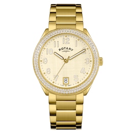 Rotary Women's Brilliance Stone Set Gold Tone Dial & Stainless Steel Bracelet Watch