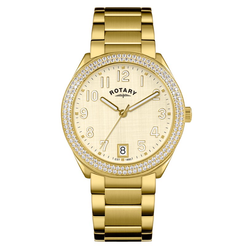 Main Image 1 of Rotary Women's Brilliance Stone Set Gold Tone Dial & Stainless Steel Bracelet Watch