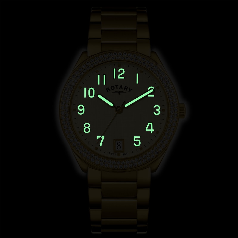 Main Image 5 of Rotary Women's Brilliance Stone Set Gold Tone Dial & Stainless Steel Bracelet Watch