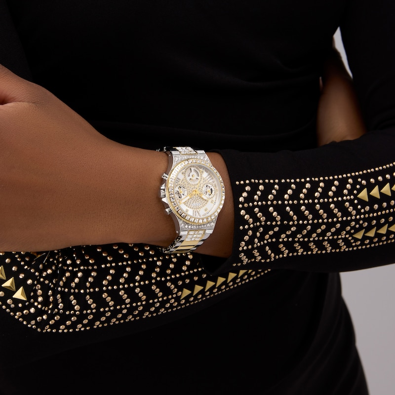 Main Image 2 of Guess Women's Crystal Silver Glitz Dial Two Tone Bracelet Watch