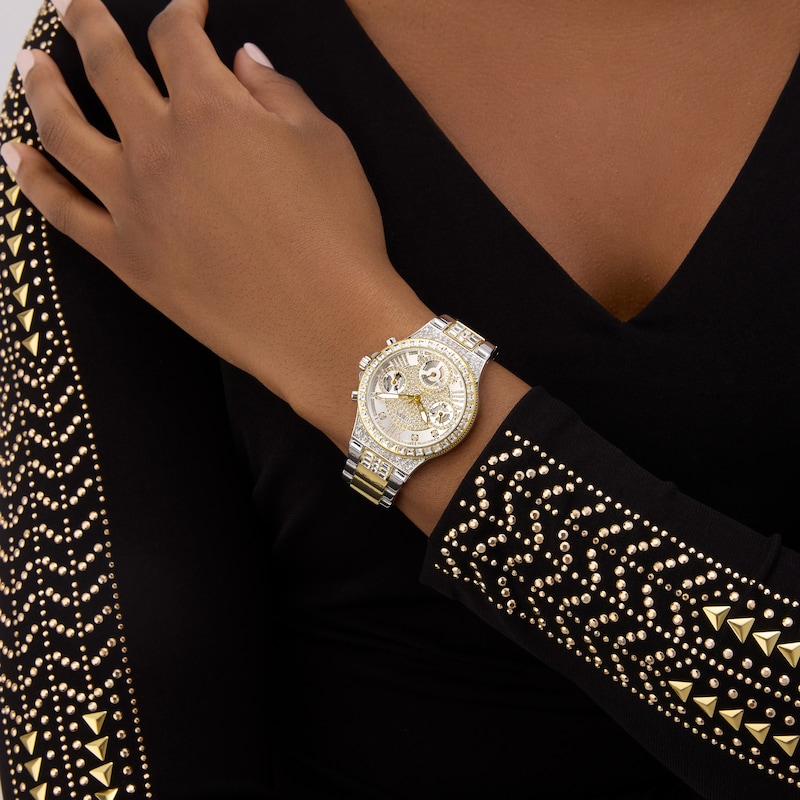 Main Image 4 of Guess Women's Crystal Silver Glitz Dial Two Tone Bracelet Watch