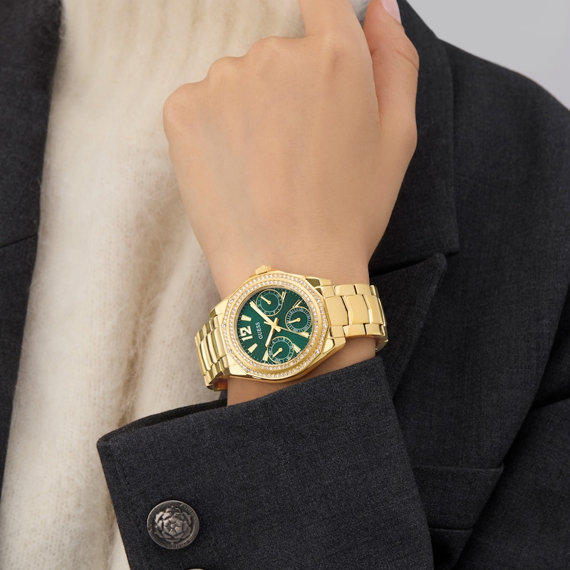 Main Image 2 of Guess Women's Crystal Green Dial Gold Tone Bracelet Watch