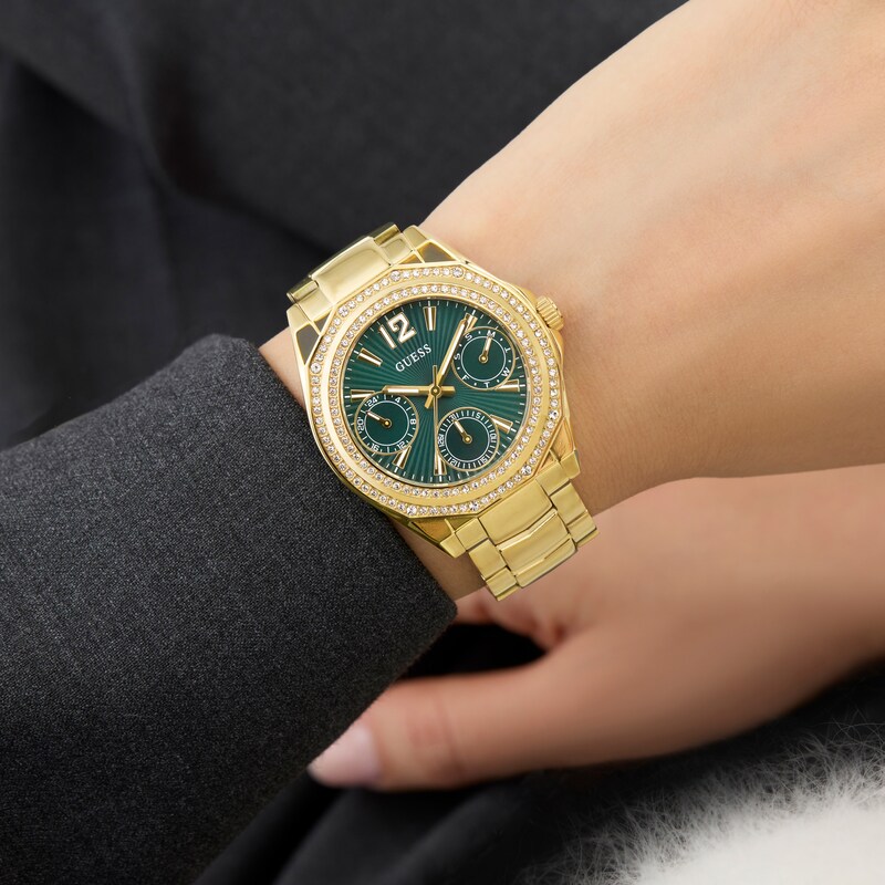 Main Image 3 of Guess Women's Crystal Green Dial Gold Tone Bracelet Watch