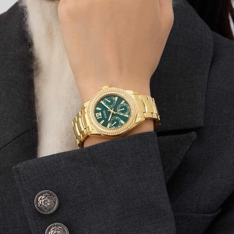 Main Image 4 of Guess Women's Crystal Green Dial Gold Tone Bracelet Watch
