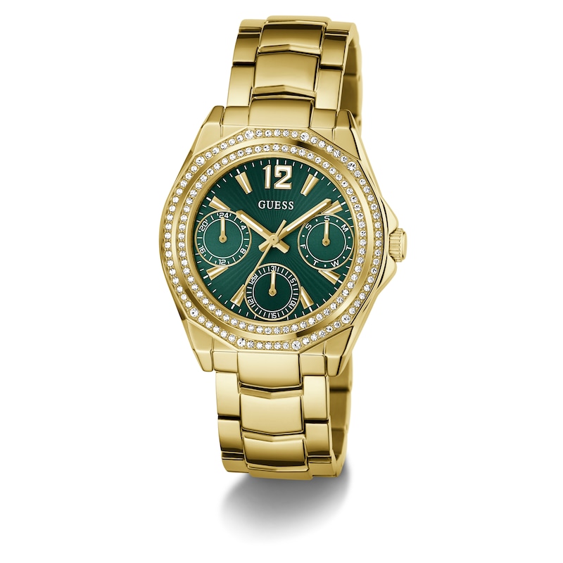 Main Image 8 of Guess Women's Crystal Green Dial Gold Tone Bracelet Watch