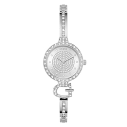 Guess Women's Crystal Silver Glitz Dial Silver Tone Bracelet Watch