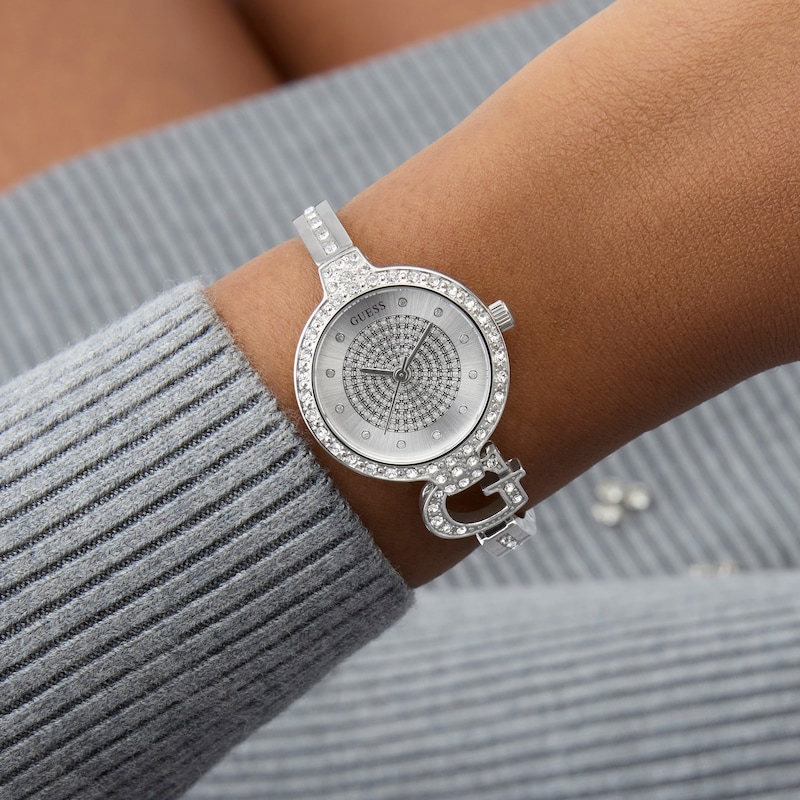 Main Image 3 of Guess Women's Crystal Silver Glitz Dial Silver Tone Bracelet Watch