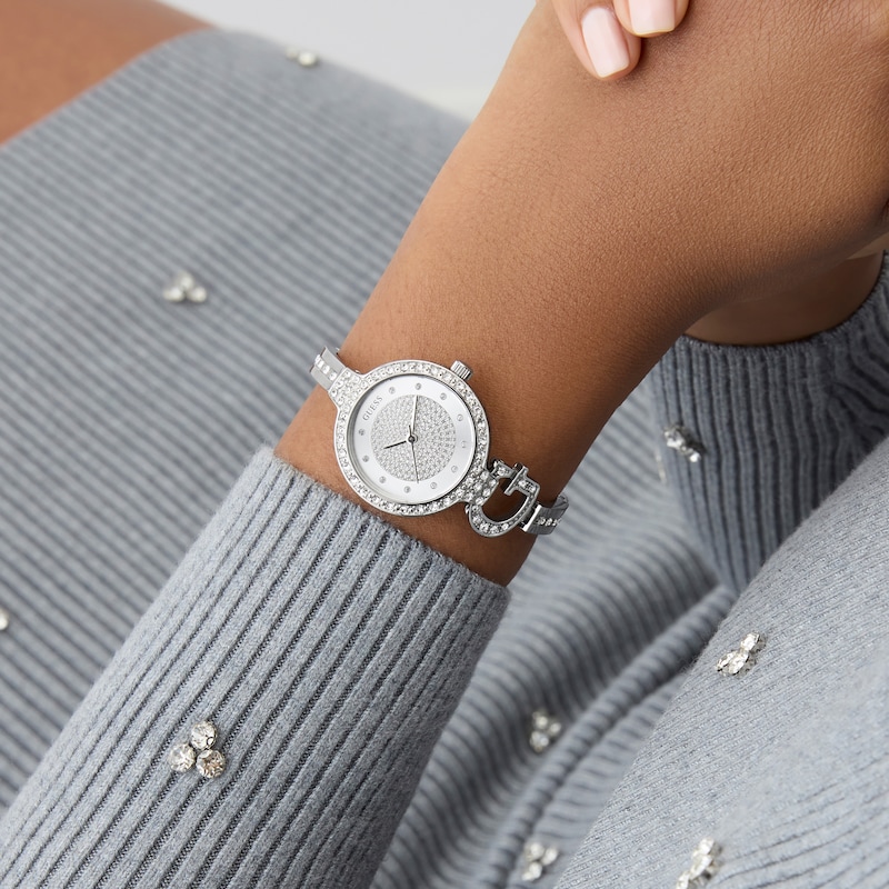 Main Image 4 of Guess Women's Crystal Silver Glitz Dial Silver Tone Bracelet Watch