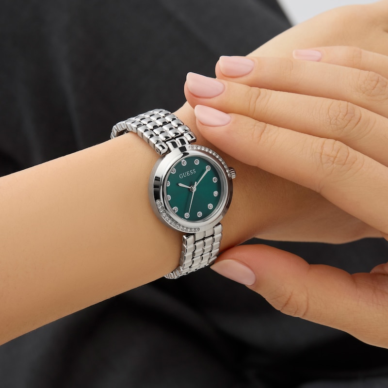 Main Image 3 of Guess Women's Crystal Green Dial Silver Tone Bracelet Watch