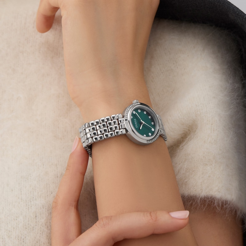 Main Image 4 of Guess Women's Crystal Green Dial Silver Tone Bracelet Watch